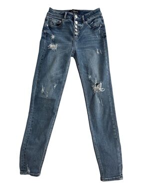 Decjuba Distressed High-Rise Skinny Jeans - Blue size Australian 8 USA 4